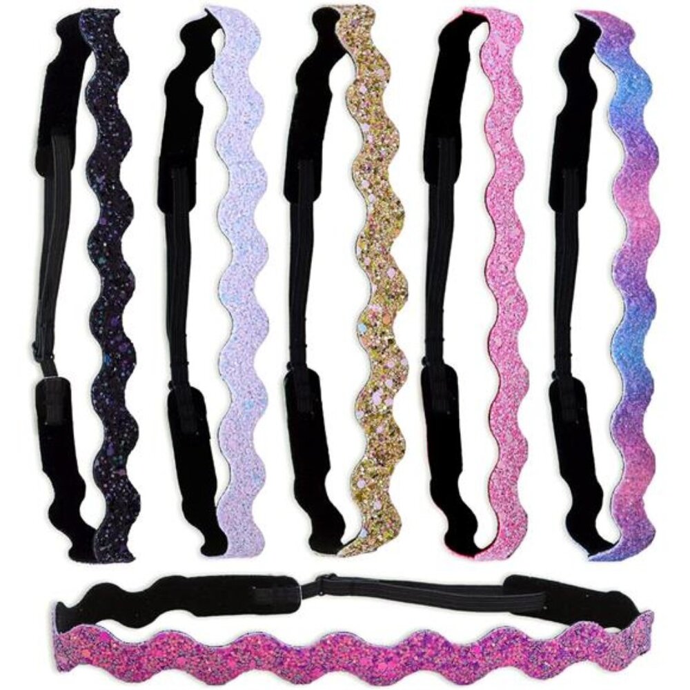 Glitter Headbands For Girls Adjustable Non Slip Elastic Hair Accessories Kids